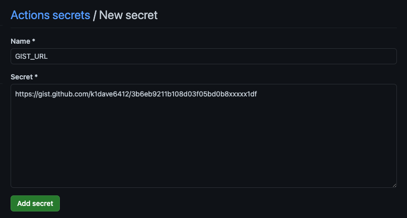 Add GIST_URL Secret